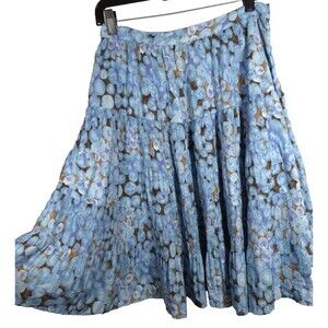 Vintage Relativity Women's Blue Bubble Print Tiered Flowy Midi Skirt Size 8 P